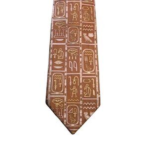 NWT King Tutankhamun Cartouche - Woven Silk Tie Brown